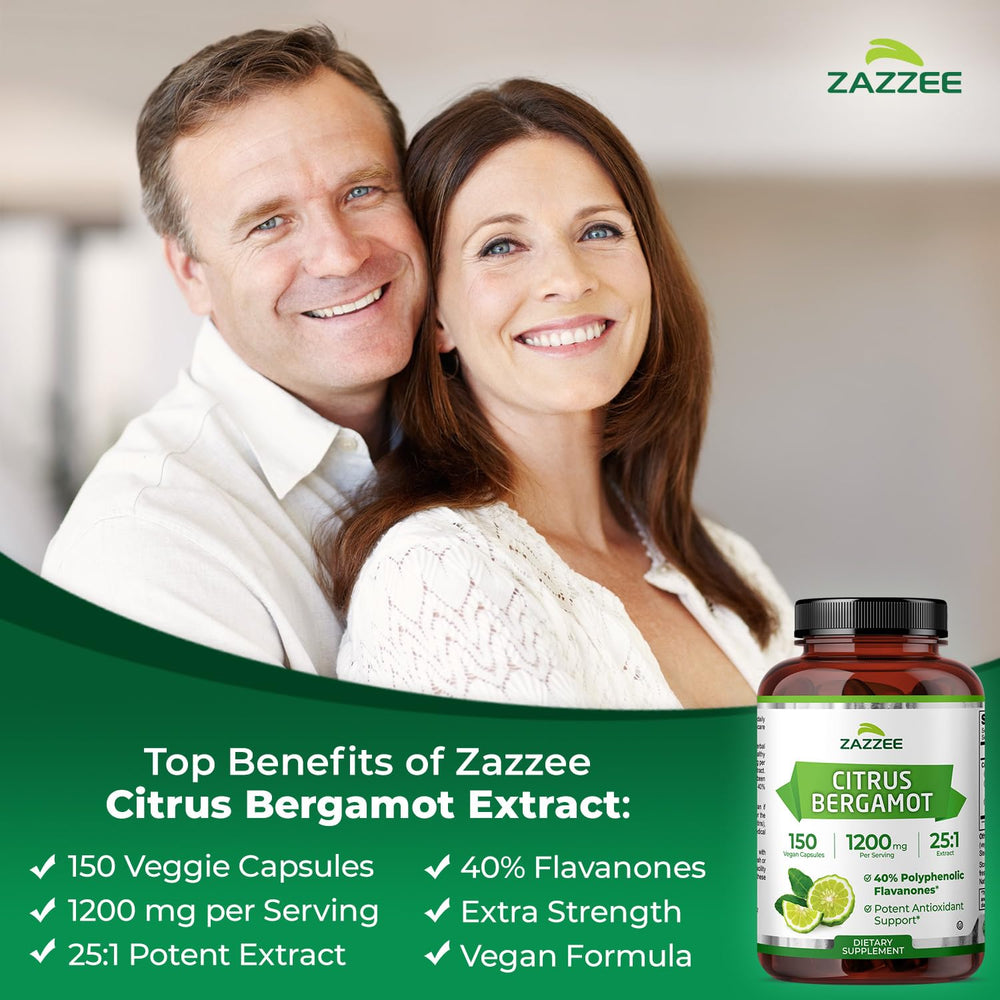Zazzee Citrus Bergamot label close-up, signaling premium extract quality and standardization