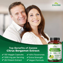 Zazzee Citrus Bergamot label close-up, signaling premium extract quality and standardization