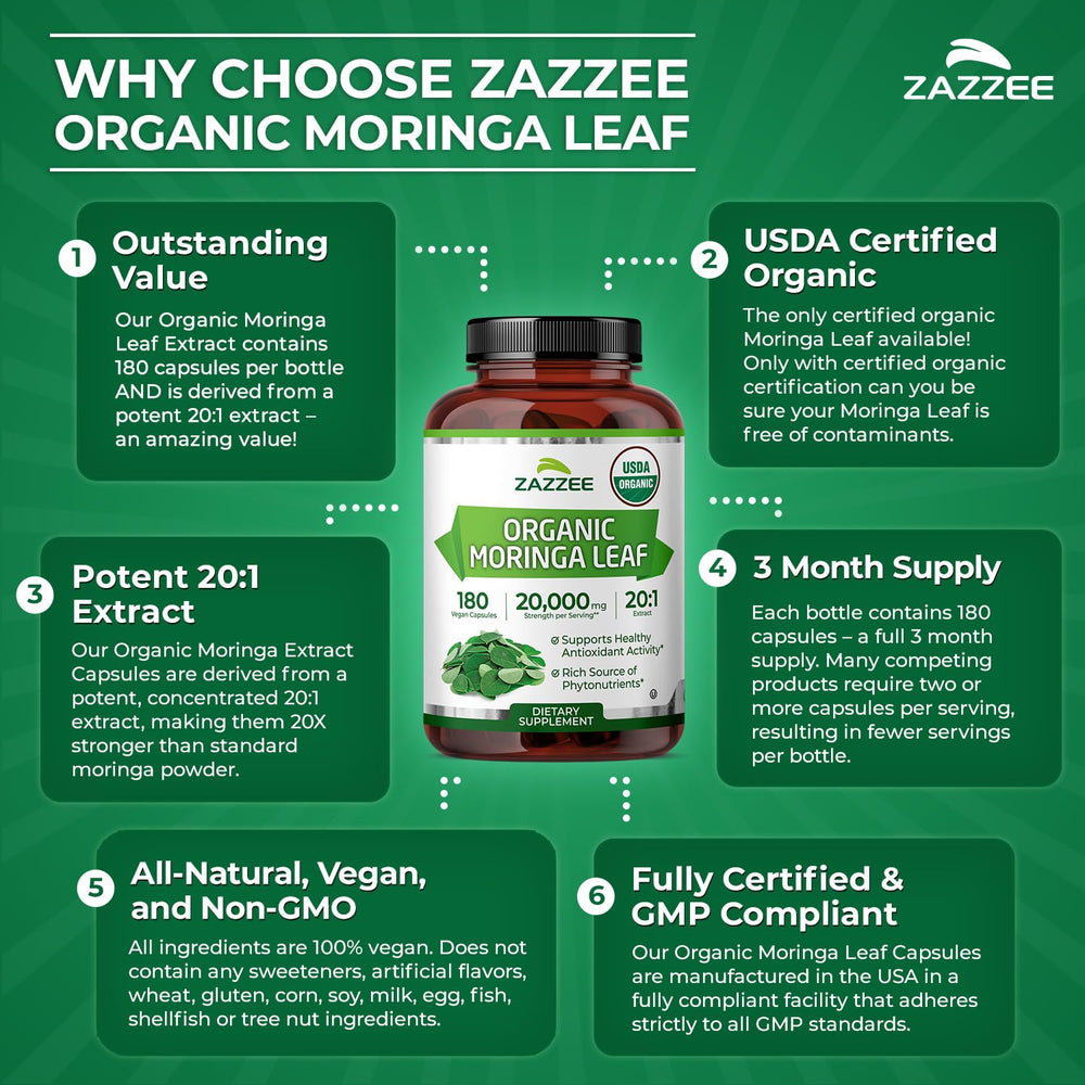 Zazzee harvested moringa leaves depict natural source