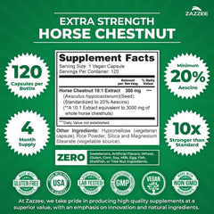 Zazzee horse chestnut extract capsules with 10:1 potency.