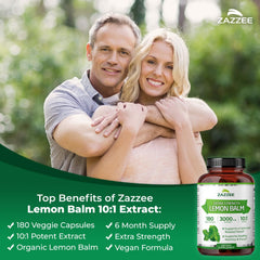 Label highlights organic and vegan lemon balm by Zazzee