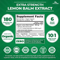 Zazzee Lemon Balm capsules inside container for easy daily use