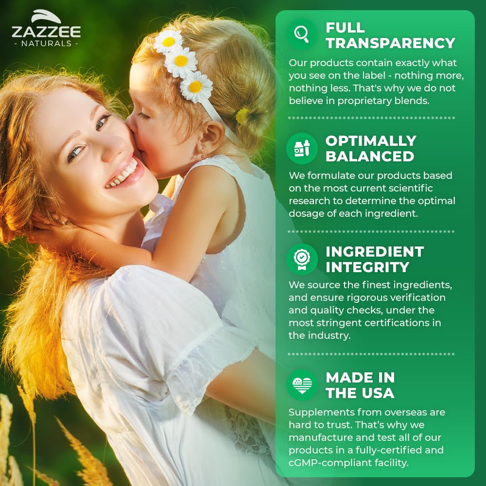 Zazzee Myo-Inositol bottle shows vegan and kosher icons signaling purity.