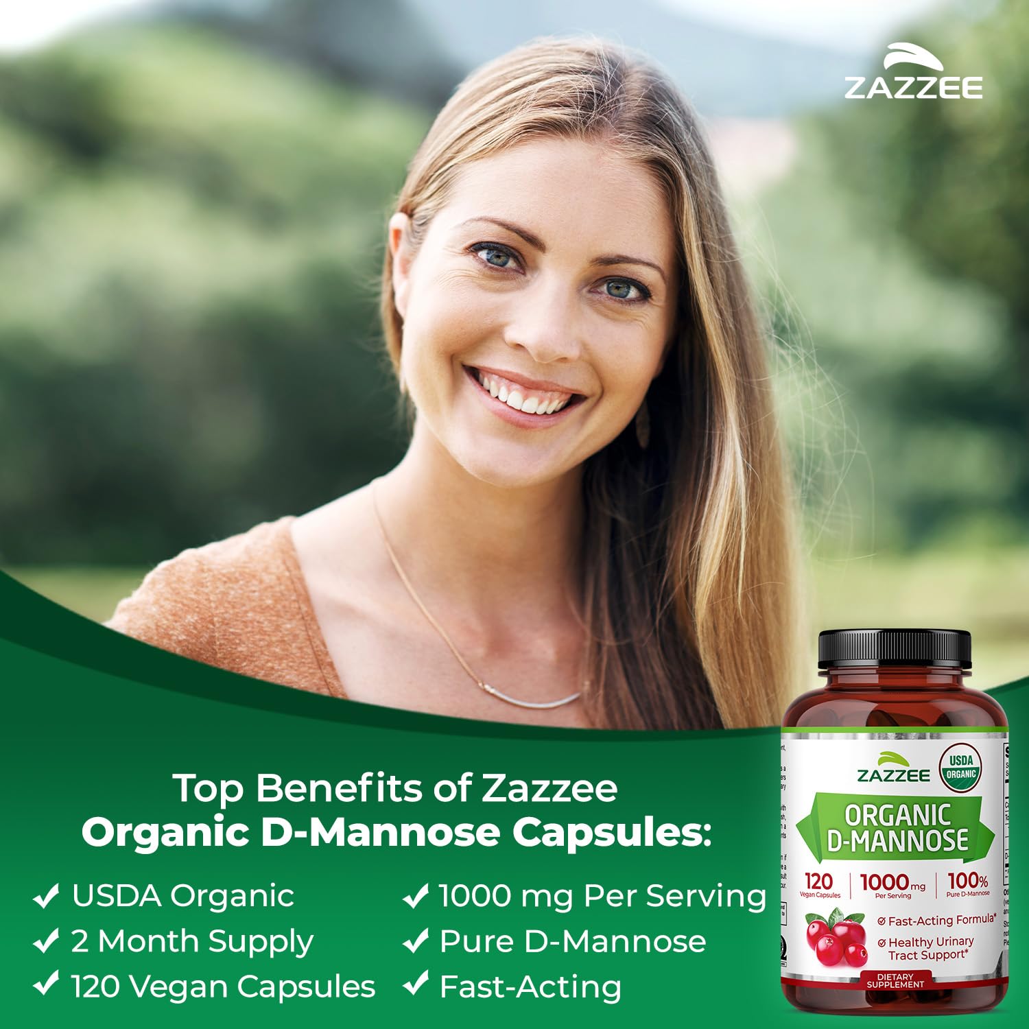 Zazzee organic certification label signals USDA Organic quality and vegan ingredients.