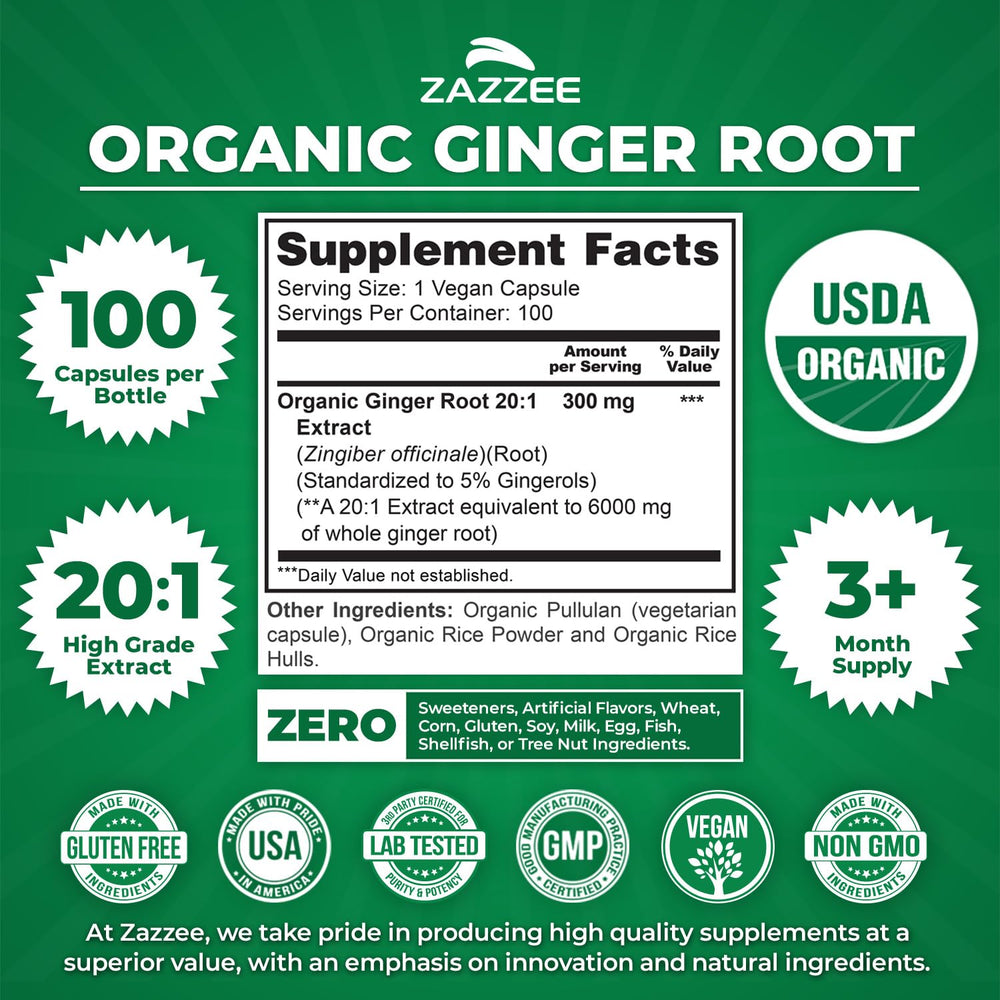 USDA Organic seal on packaging for all-natural vegan capsules from Zazzee.