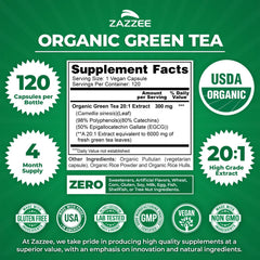 Zazzee organic label with USDA certification signaling clean, natural ingredients.