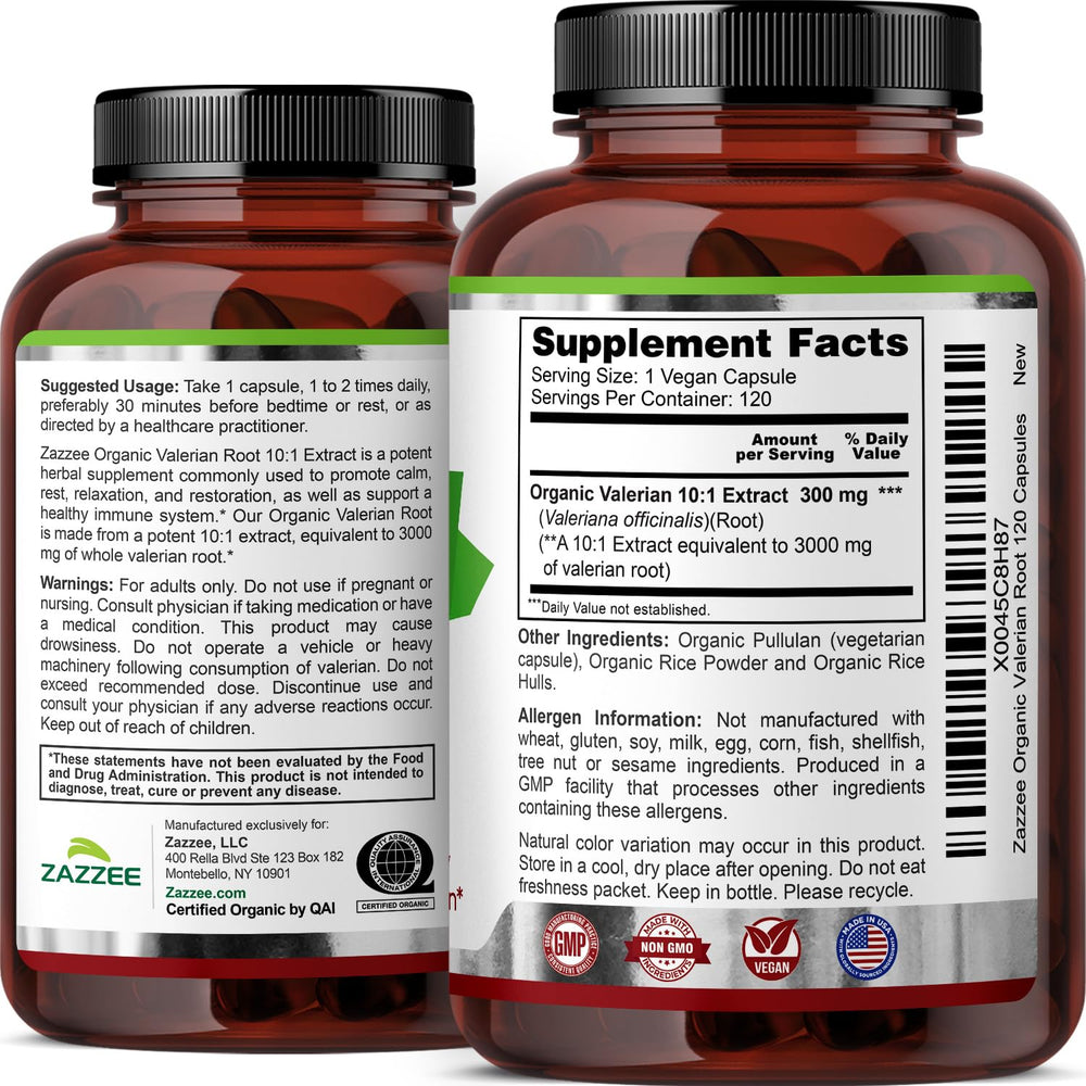 Zazzee ingredient list shows vegan, non-GMO formula