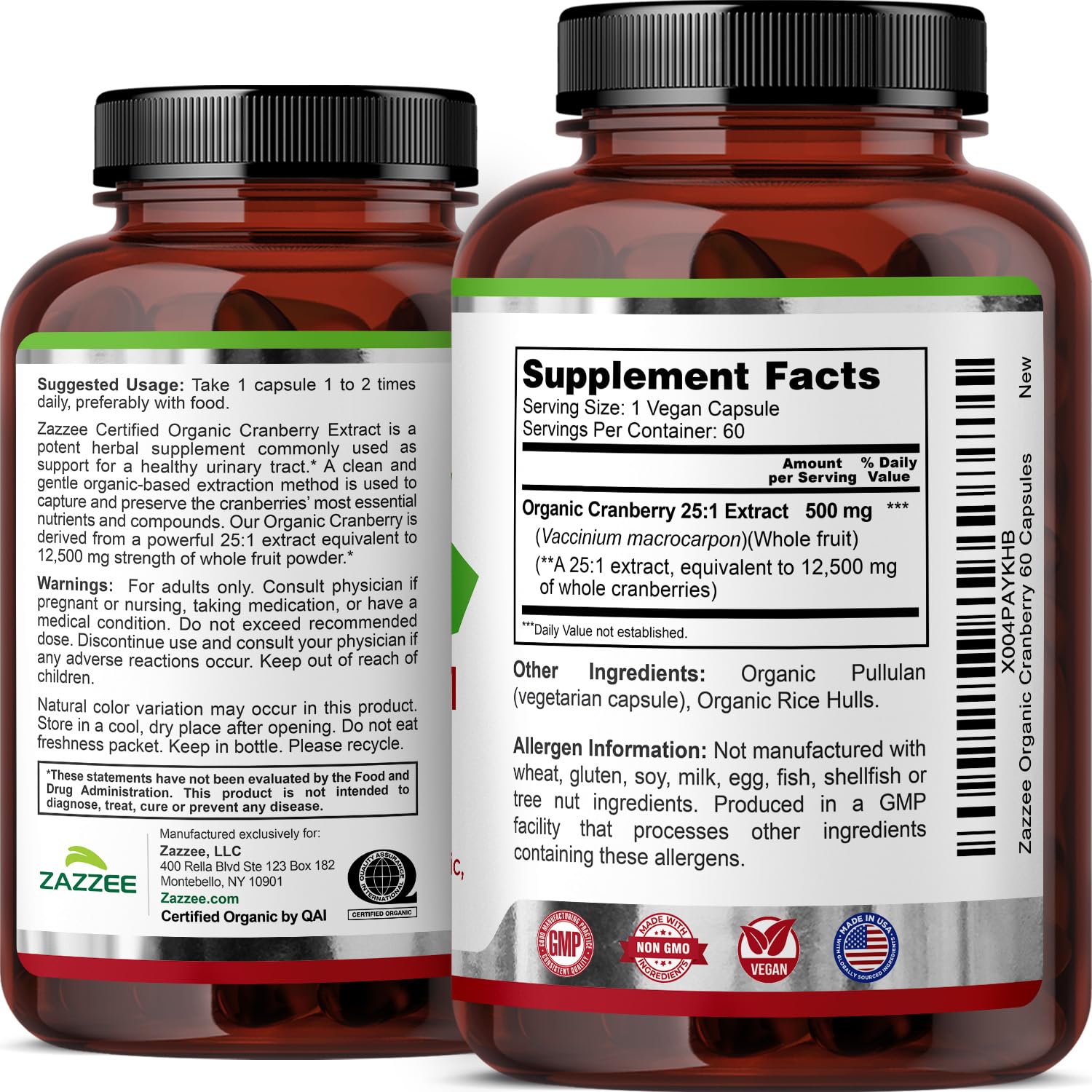 Zazzee packaging highlights urinary support as a possible benefit.