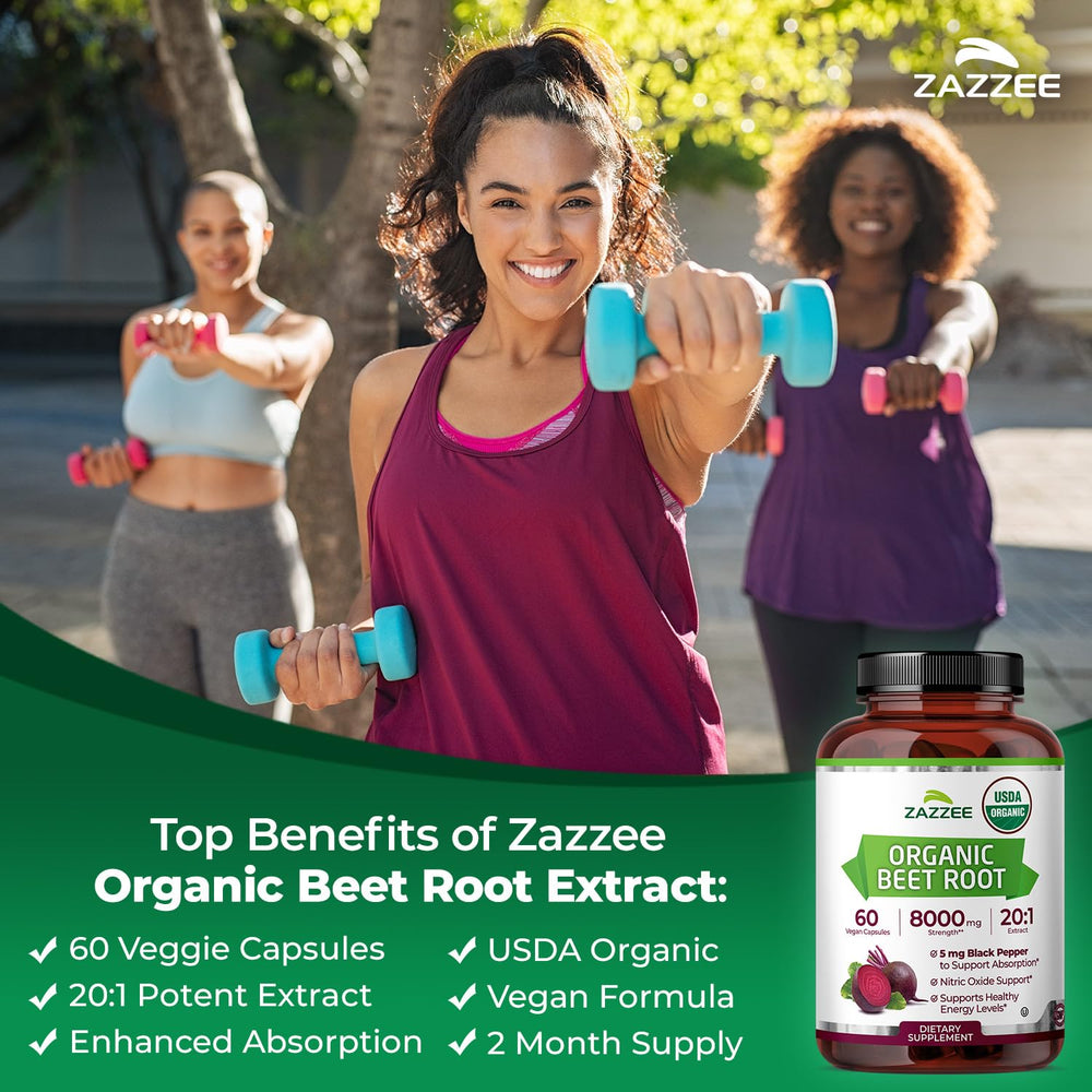 Zazzee USA-made production stamp on beet root bottle packaging.