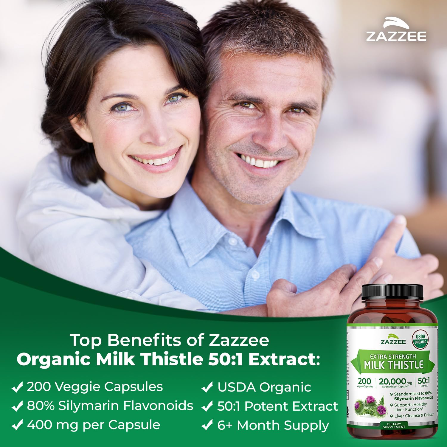 Vegan capsules in Zazzee packaging highlighting non-GMO formulation.