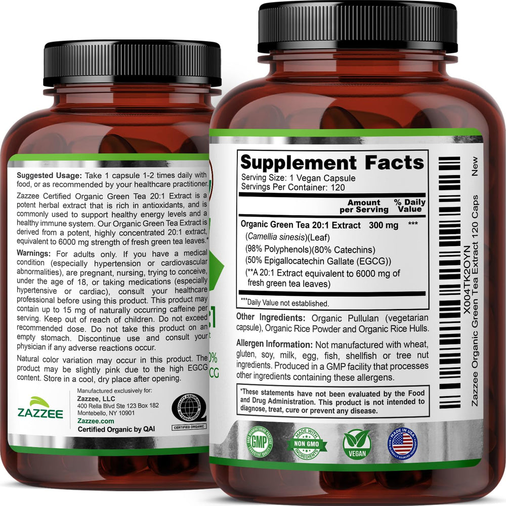 Vegan non-GMO capsules from Zazzee for mindful daily supplement.