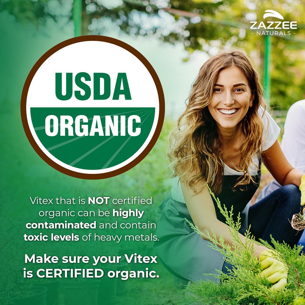 Zazzee Vitex 4:1 extract capsules showcase easy daily use for ongoing support.
