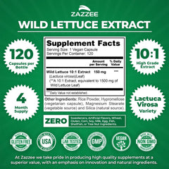 Zazzee wild lettuce extract label detail emphasizes vegan, non GMO formula