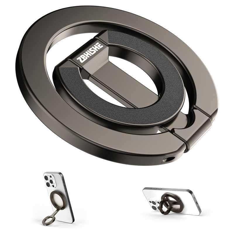 ZBHISHE dual-sided magnetic phone ring grips MagSafe devices securely