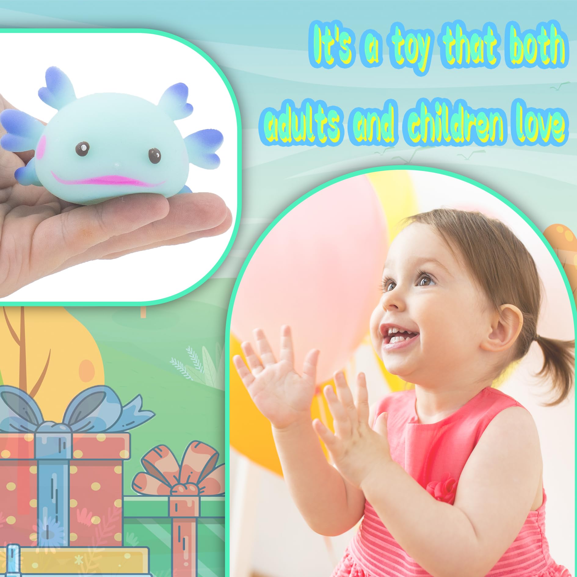 Zcahoo Axolotl Toy gift set offers versatile, portable amusement.