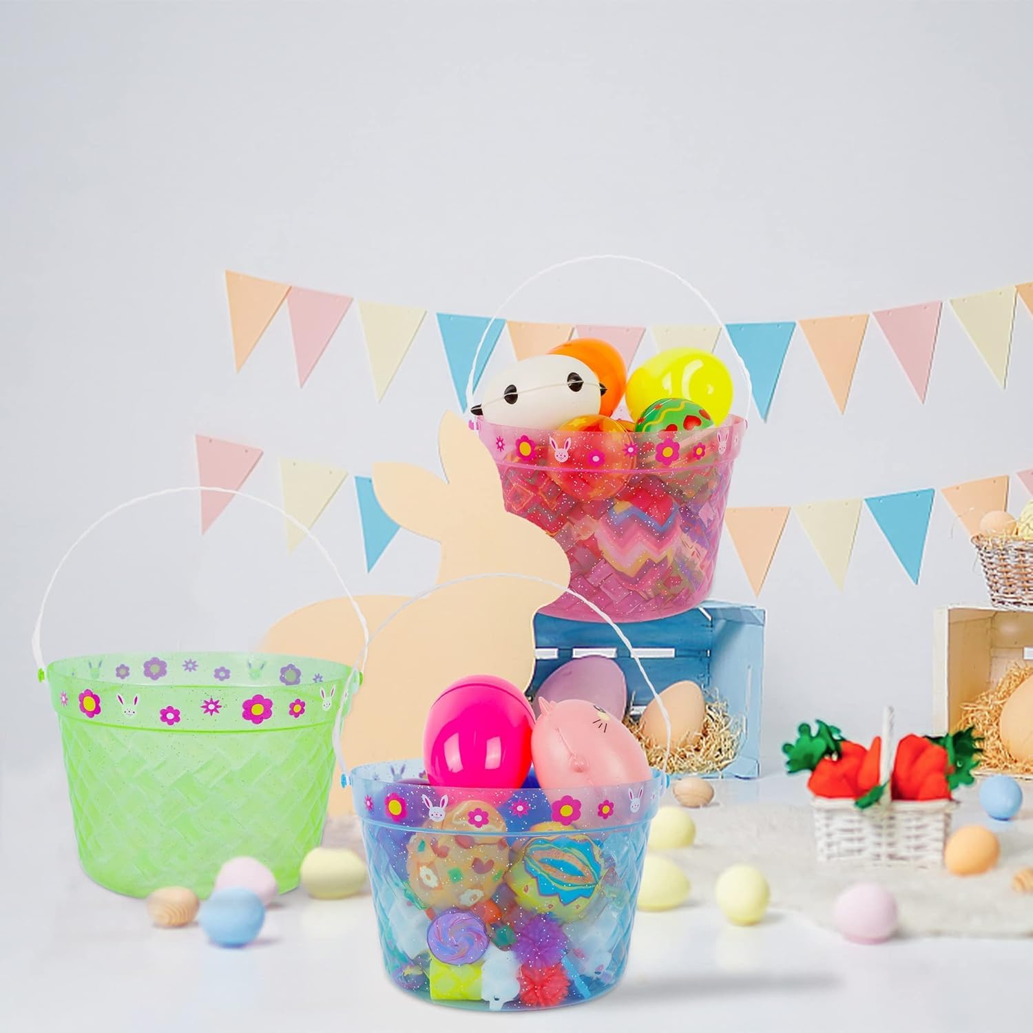 Zcaukya Easter bucket child holding during egg hunt
