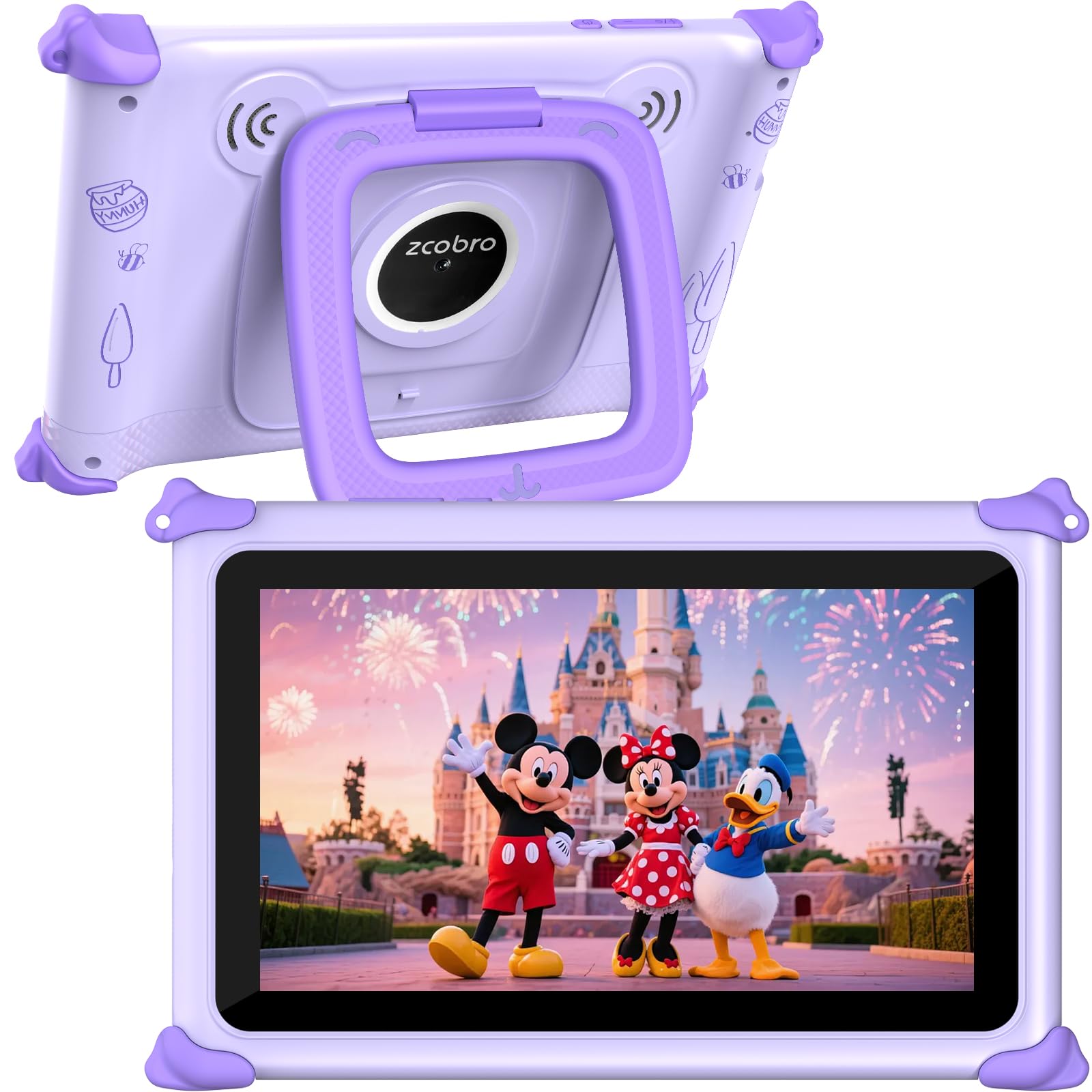 Zcobro 7 inch kids tablet with case included offers durable protection on the go.