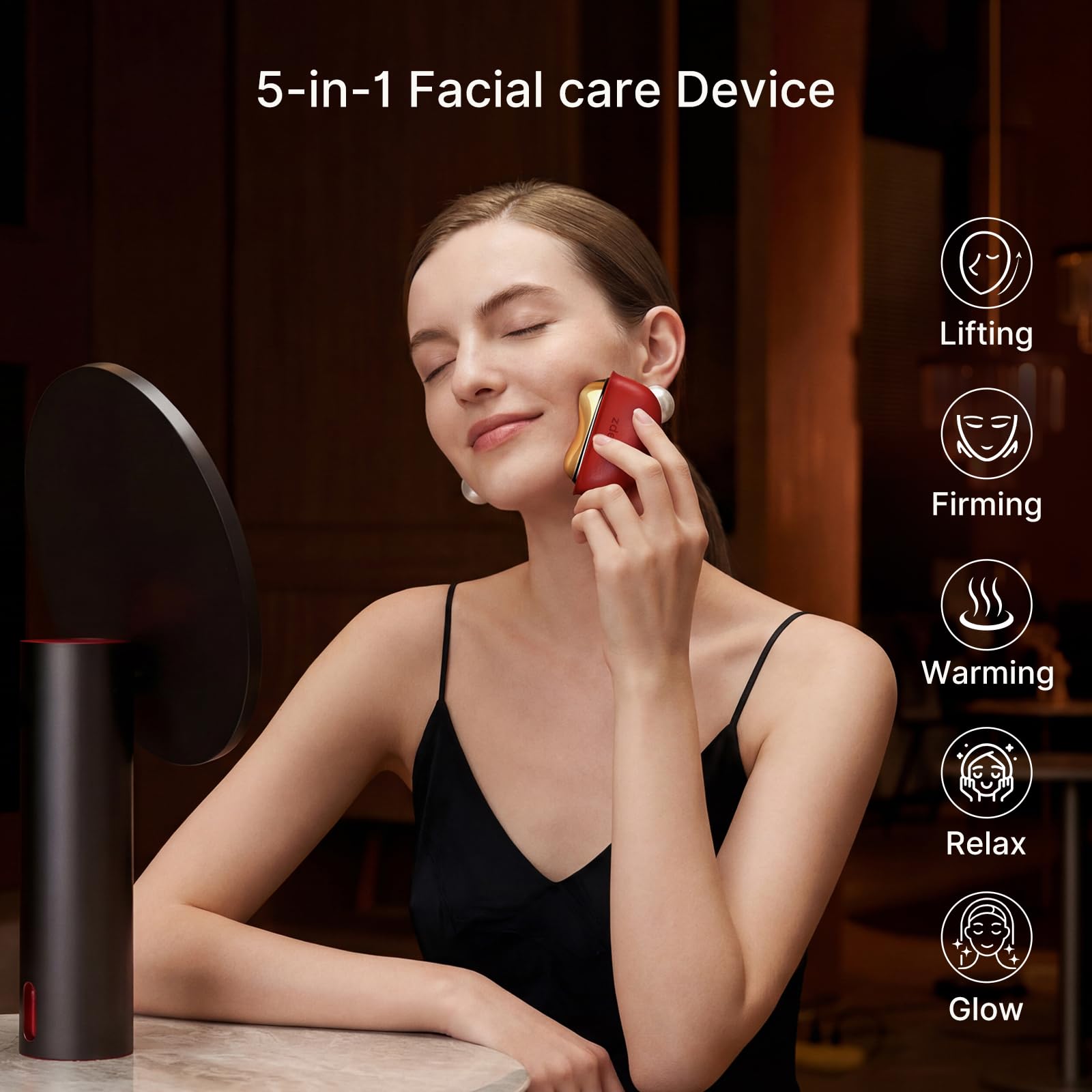ZDEER heat and vibration control for customizable facial massage.