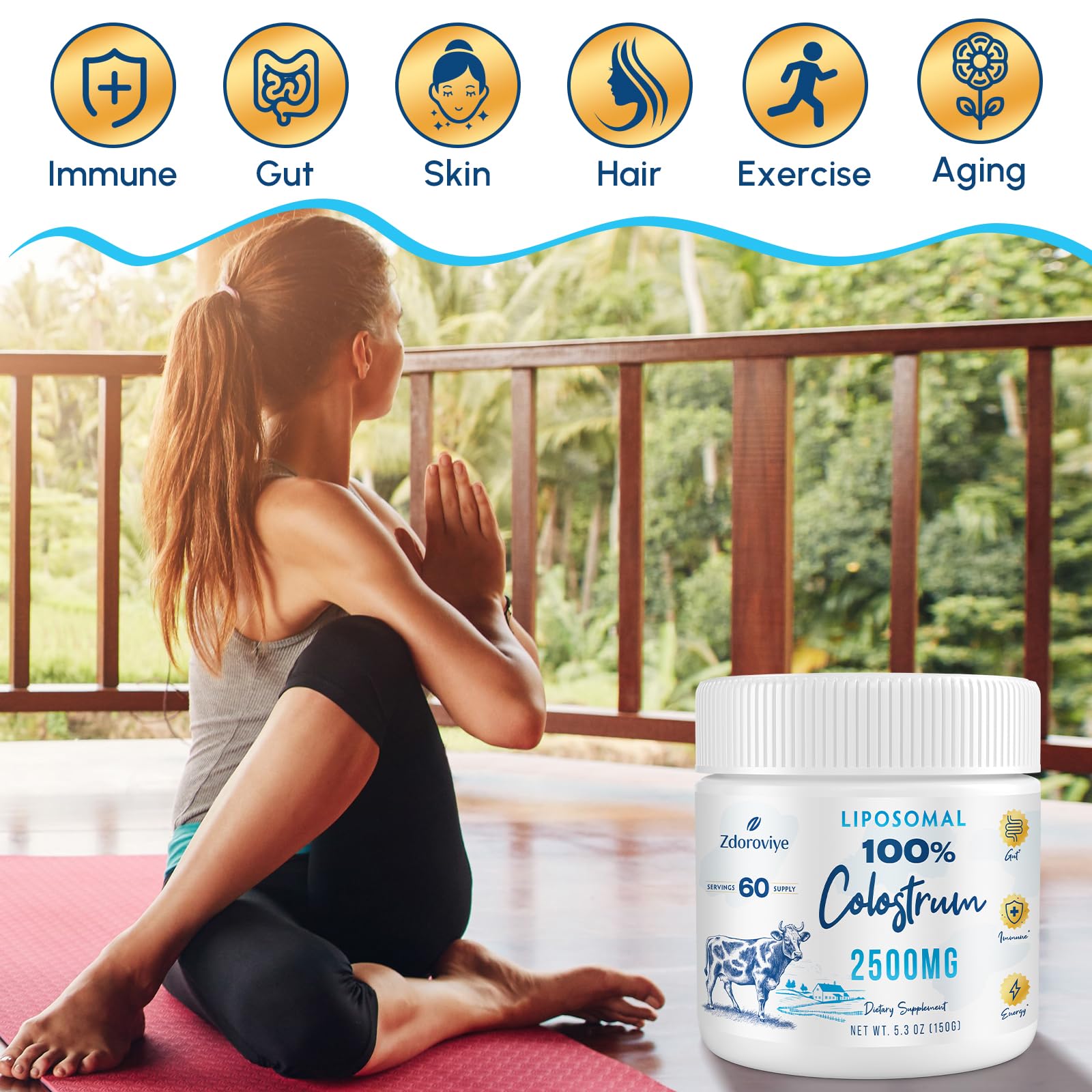 Zdoroviye liposomal bovine colostrum powder ready for daily routine usage
