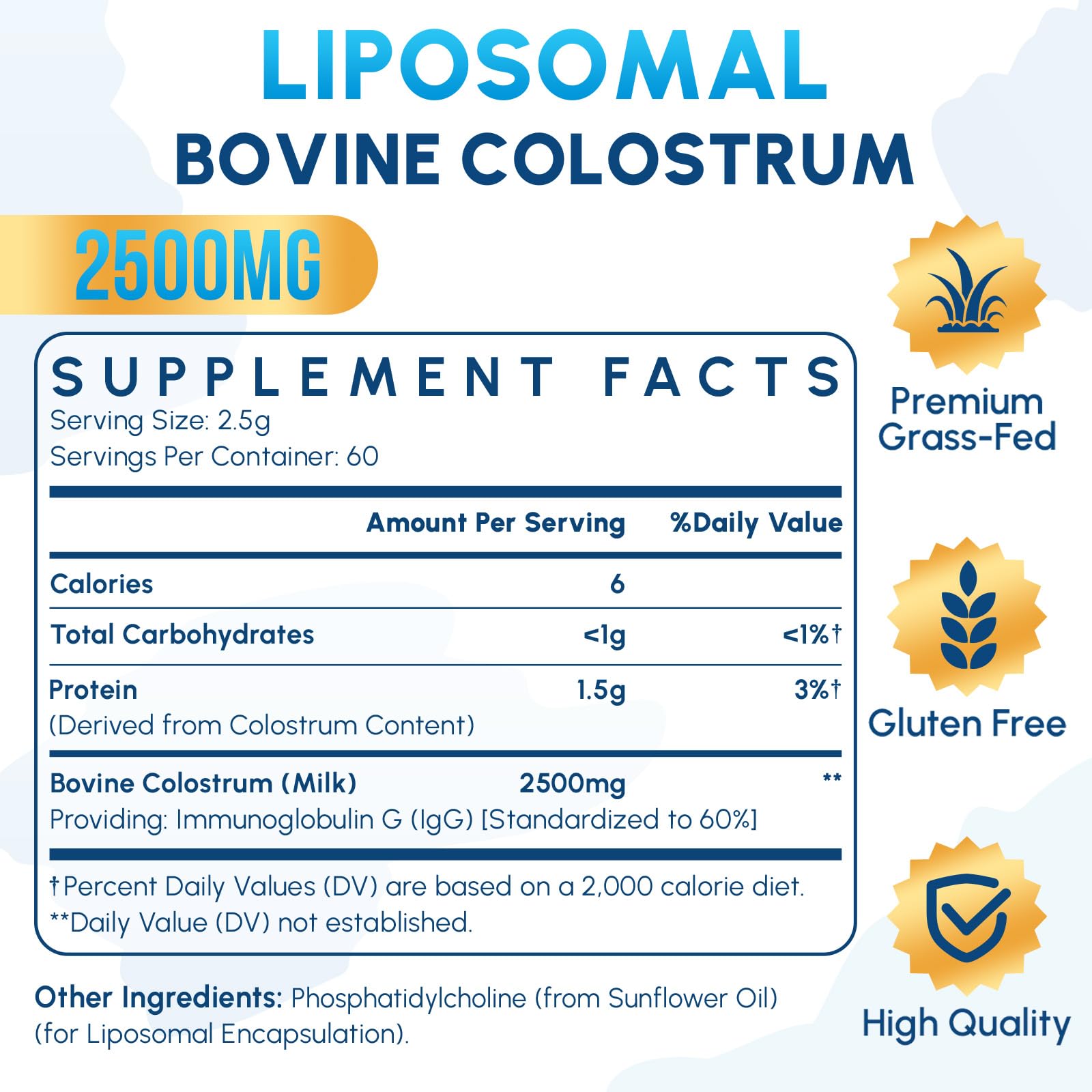 Zdoroviye bottle label highlighting 60 servings and 2500 mg per serving