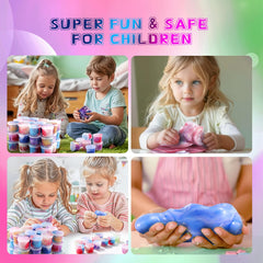 Kids stretch ZDTHNSIAT Galaxy Slime for hands-on play.