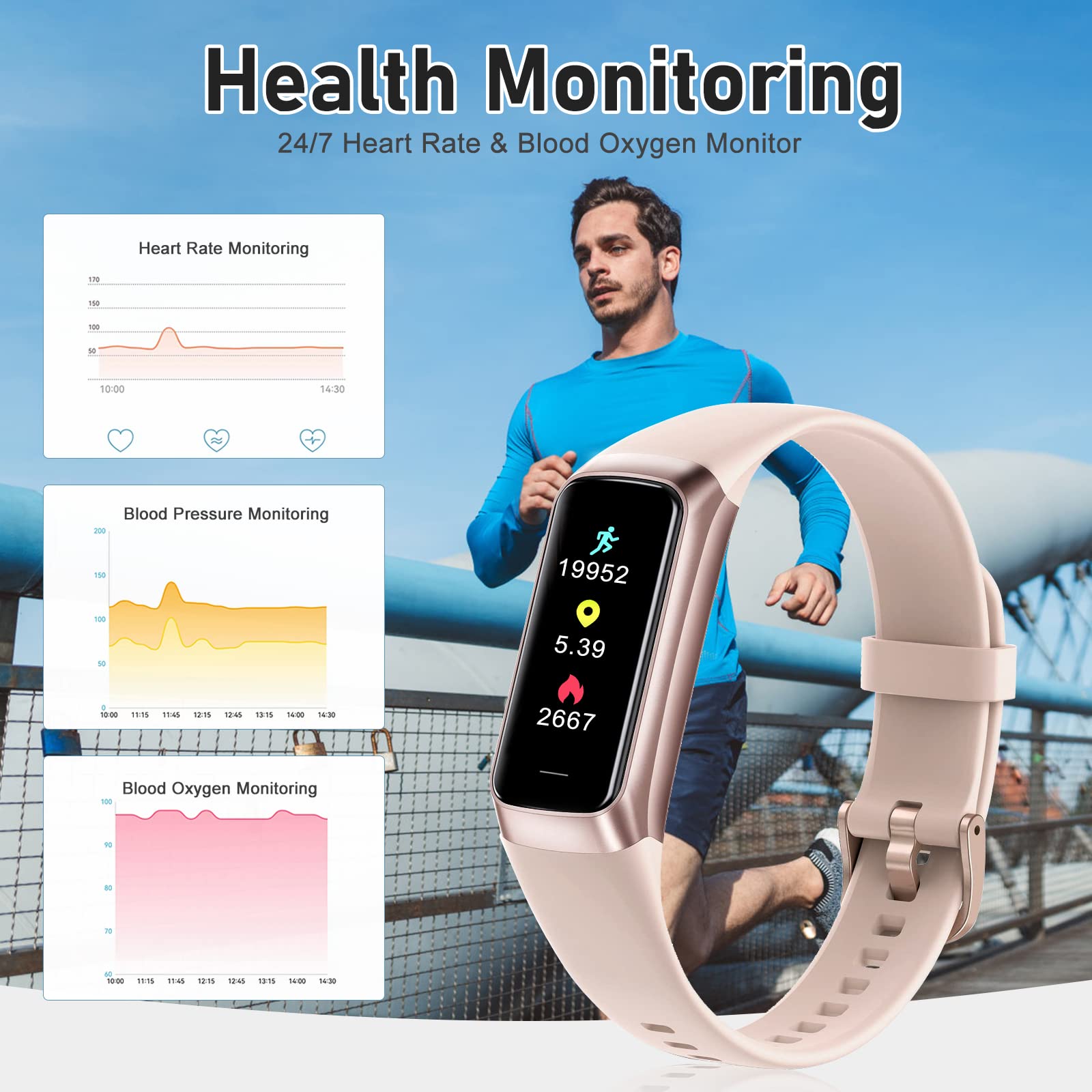 Zeacool fitness tracker 5 ATM waterproof design for swimming and rain