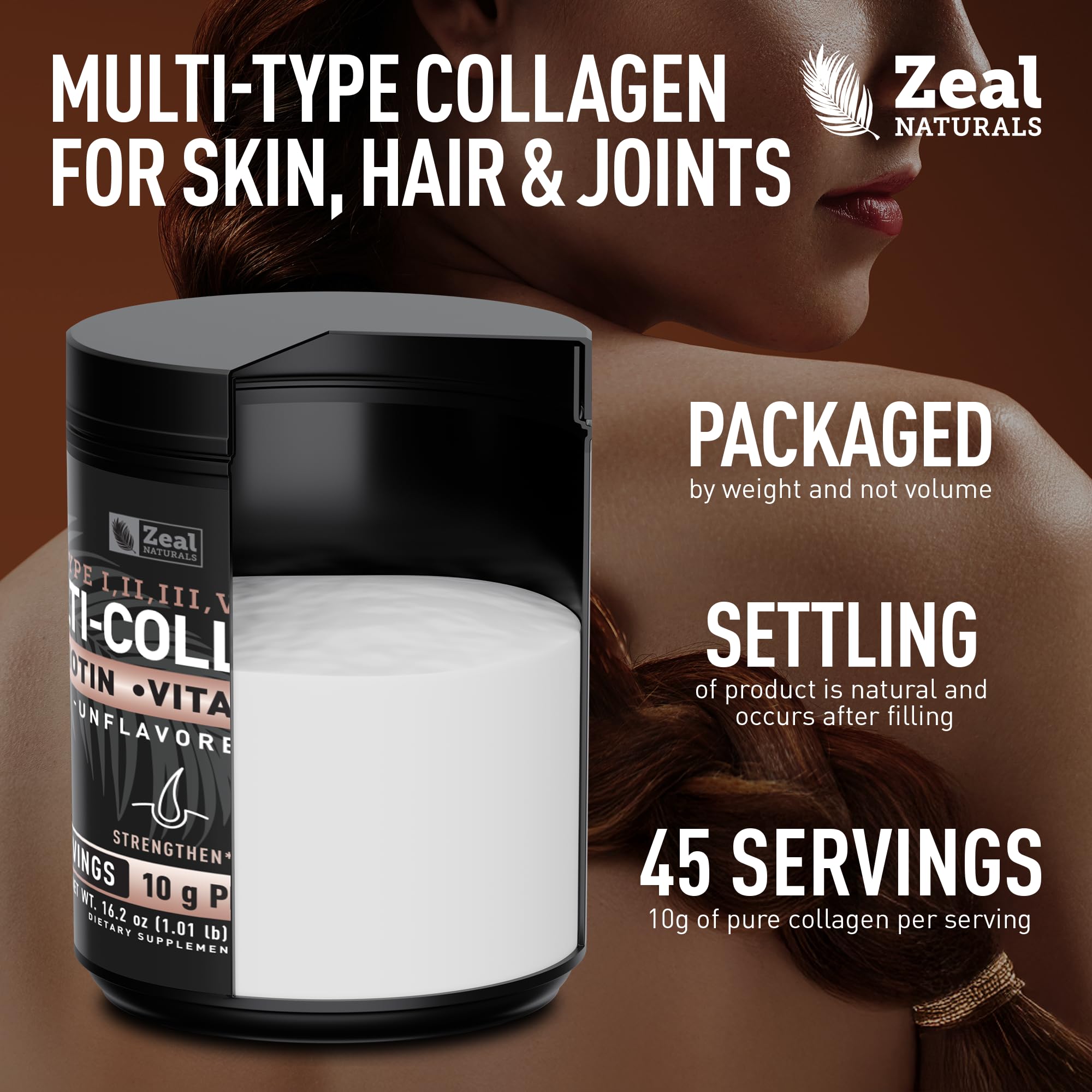Zeal Naturals Multi Collagen glass with mixed beverage showcasing seamless addition to daily routine.