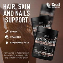 Zeal Naturals Multi Collagen scoop measure highlighting simple serving for consistent intake.
