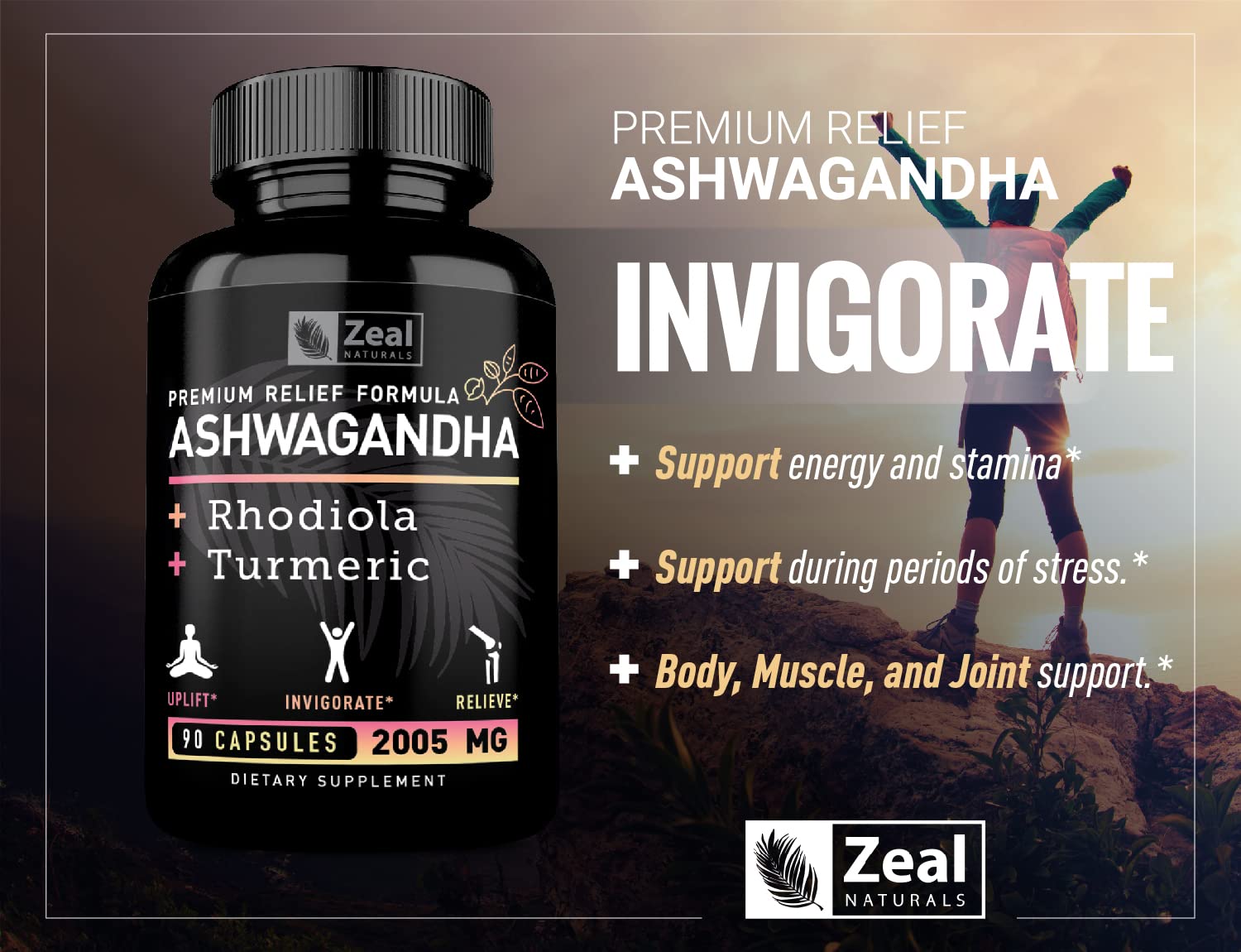Zeal Naturals Turmeric Curcumin powder container aiding joint comfort.