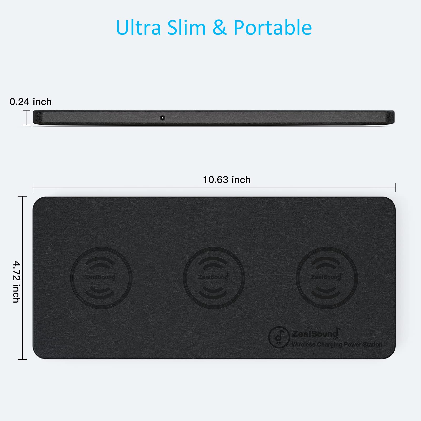 ZealSound wireless charger with AirPods for convenient charging on the mat.