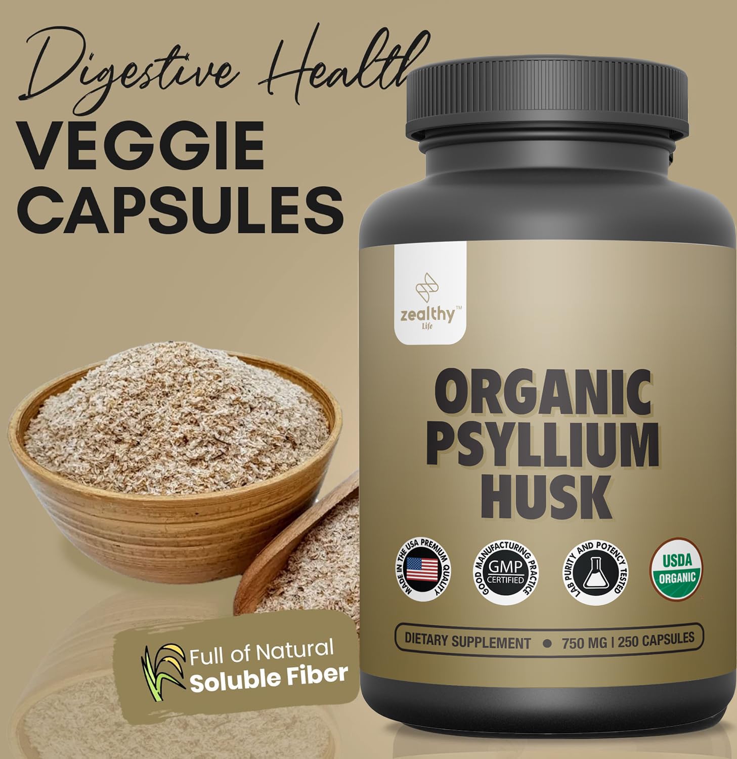 Z Zealthy Life psyllium capsules on a breakfast table for lifestyle compatibility