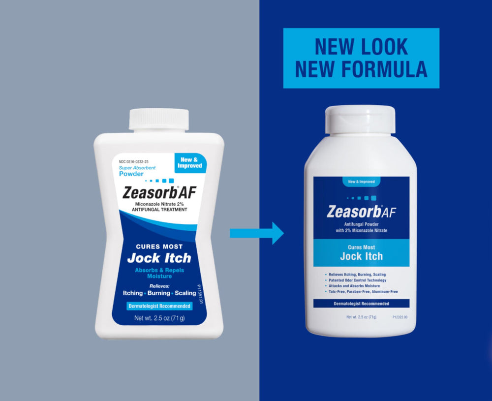 Zeasorb powder applied to groin and underarms after shower for comfort.