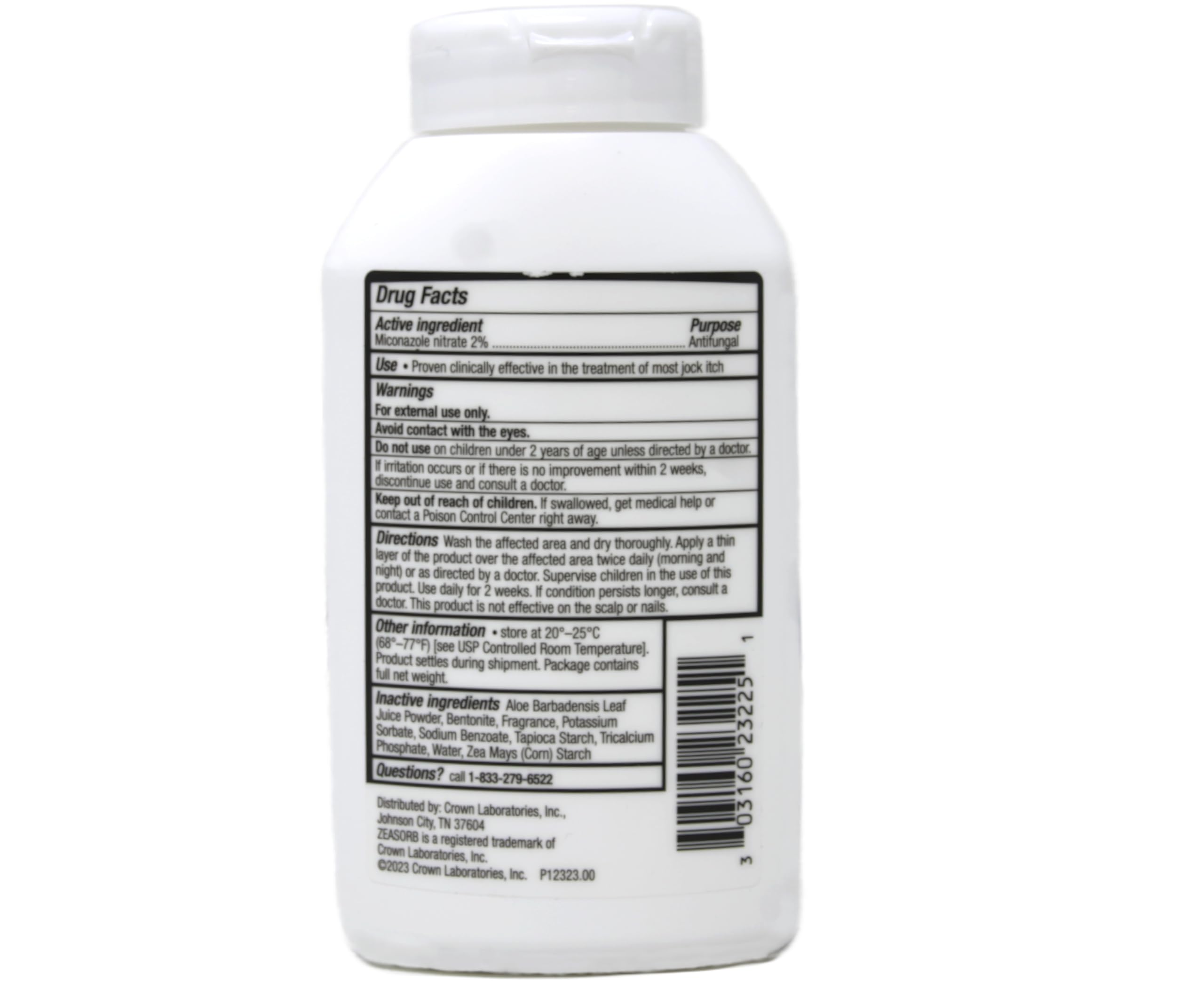 Zeasorb twist-cap bottle enabling controlled application to targeted areas.