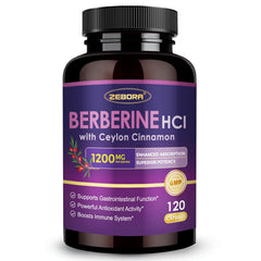 ZEBORA Berberine HCL capsules bottle front for daily wellness