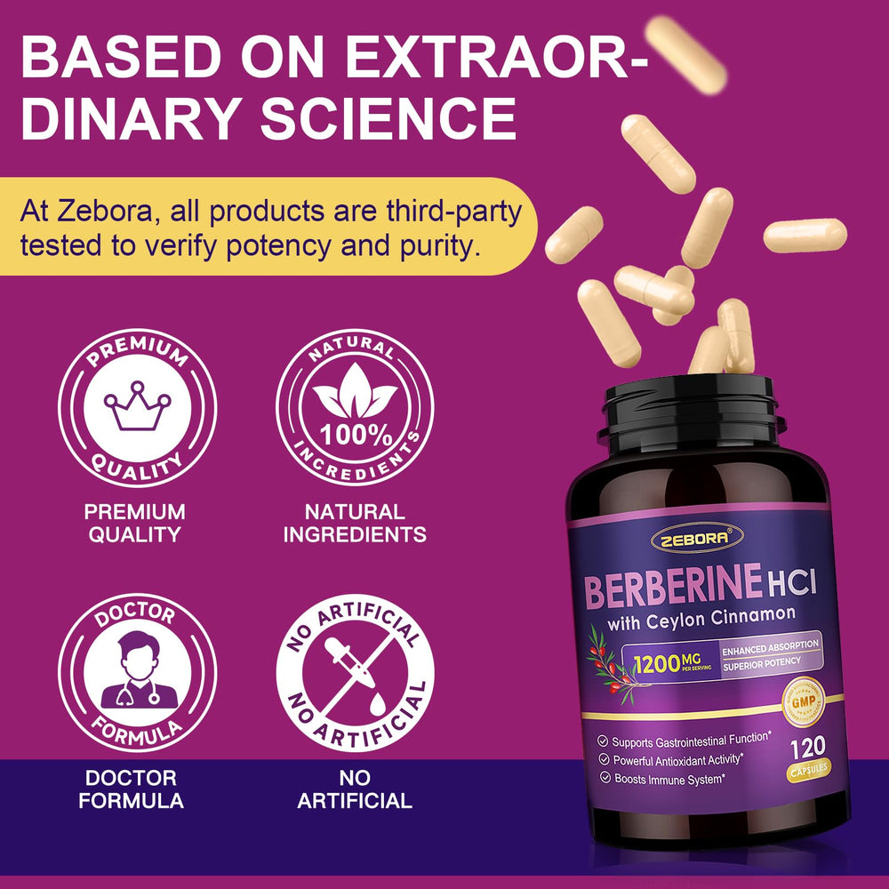 ZEBORA Berberine HCL usage scene with water for daily routine