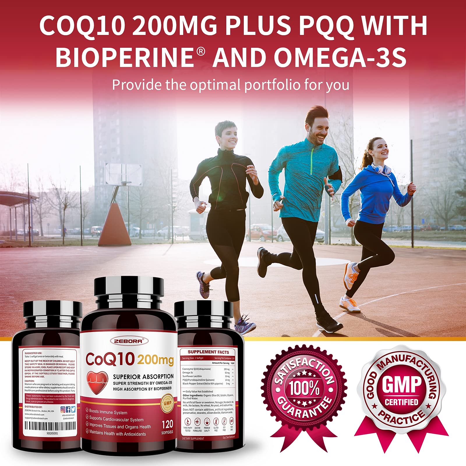 ZEBORA CoQ10 capsule opened to show easy-to-swallow softgel.