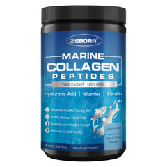 ZEBORA Marine Collagen powder jar front for daily beauty routine and easy dosing.