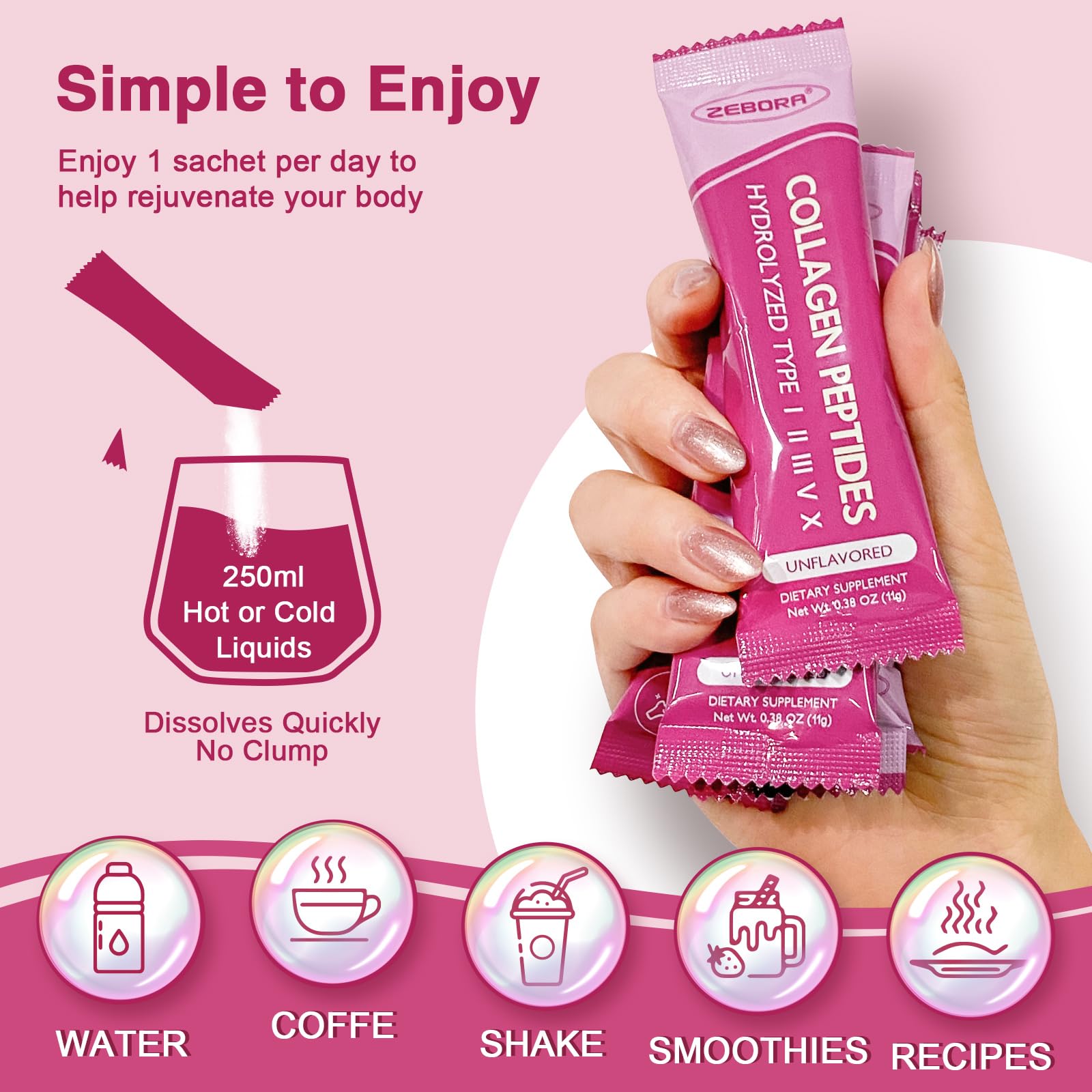 ZEBORA portable monthly supply packs keep collagen fresh and convenient