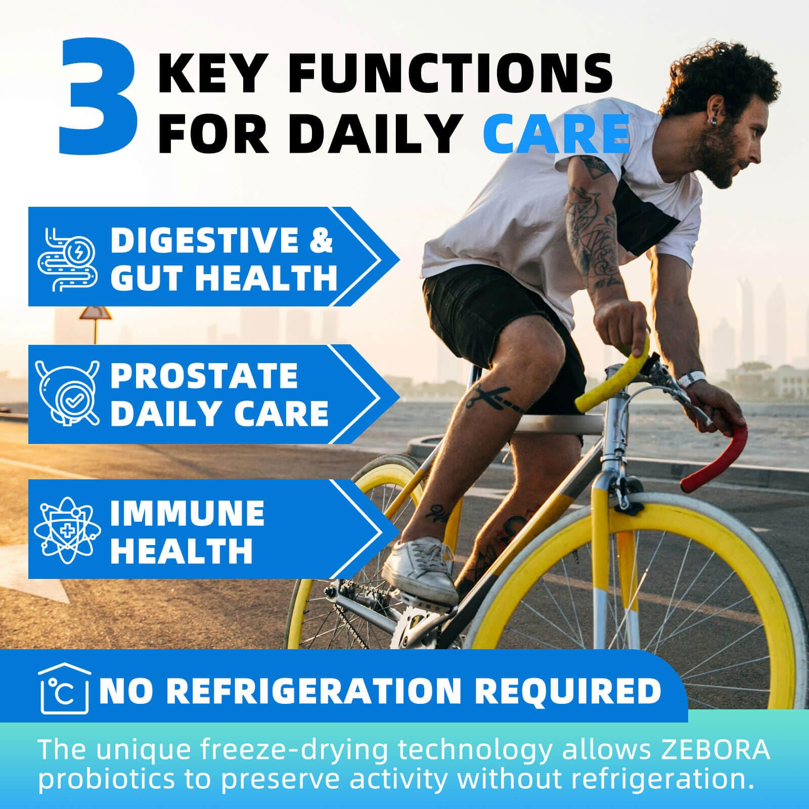 Digestive enzymes capsules from ZEBORA Probiotics for Men aid comfortable digestion.