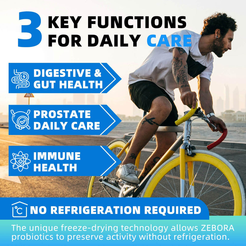 Digestive enzymes capsules from ZEBORA Probiotics for Men aid comfortable digestion.