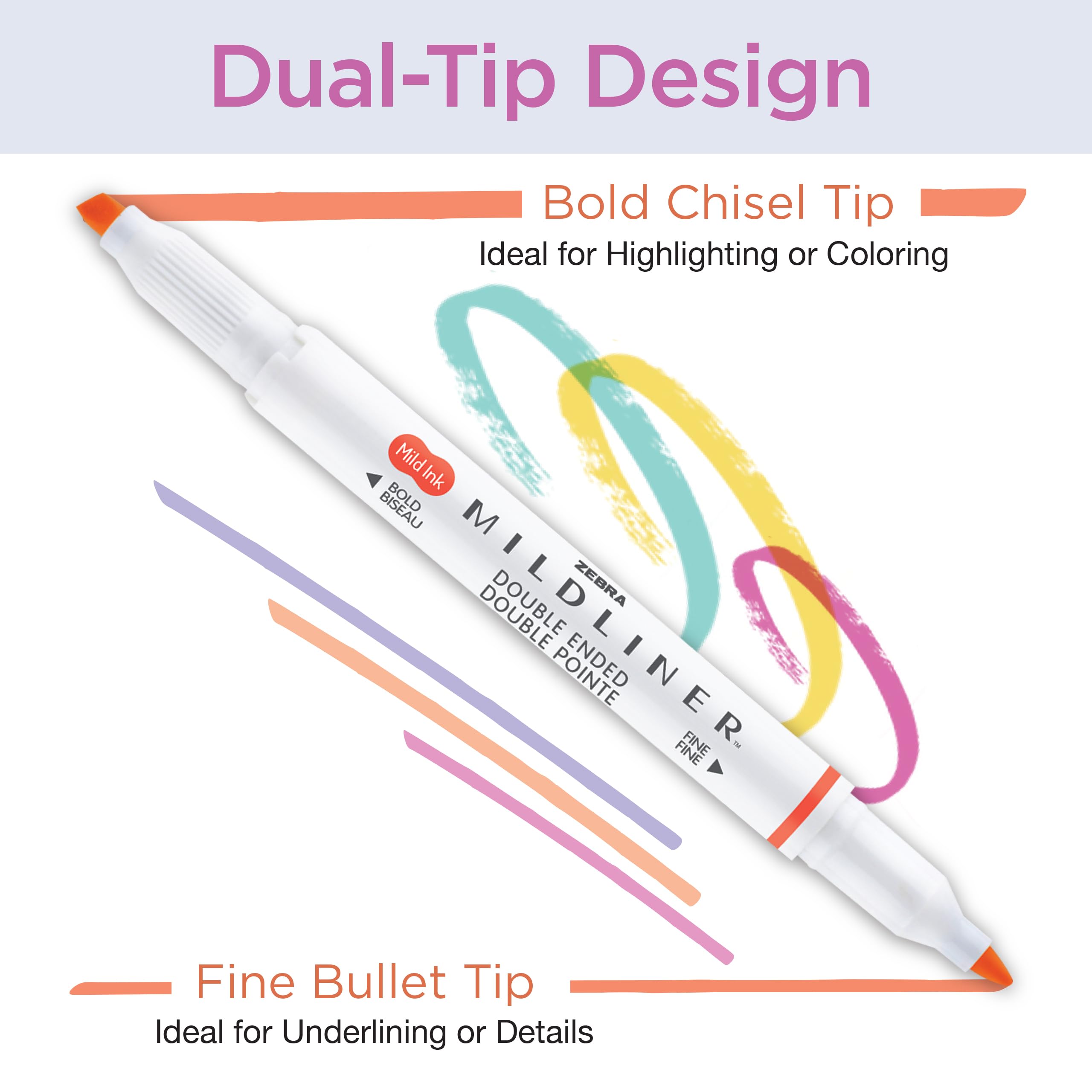 Zebra Pen Mildliner soft-color swatch highlights translucent ink and layering potential