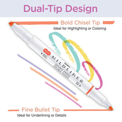 Zebra Pen Mildliner soft-color swatch highlights translucent ink and layering potential