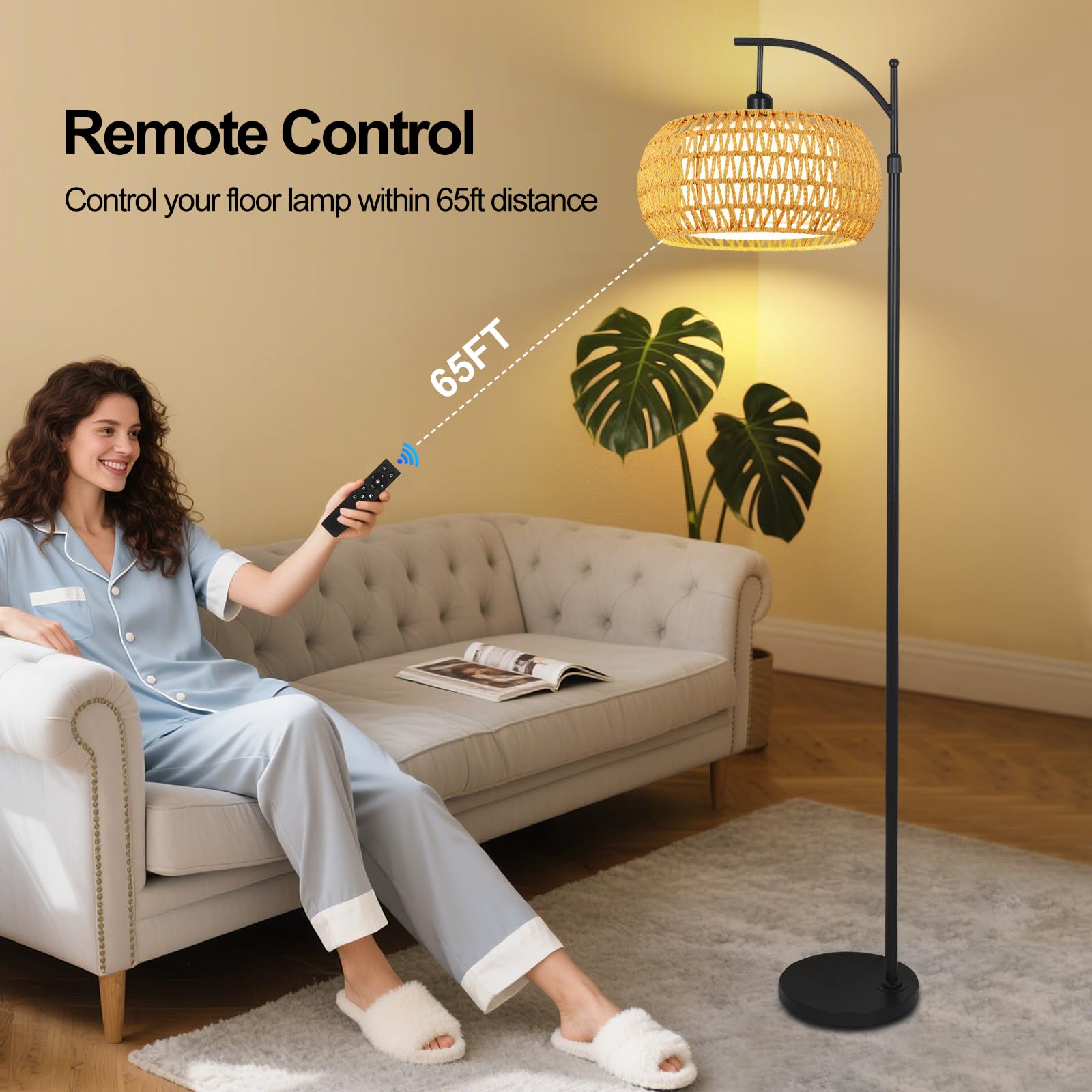 ZECOXOL Arc Floor Lamp height-adjustable design fits sofas or desks