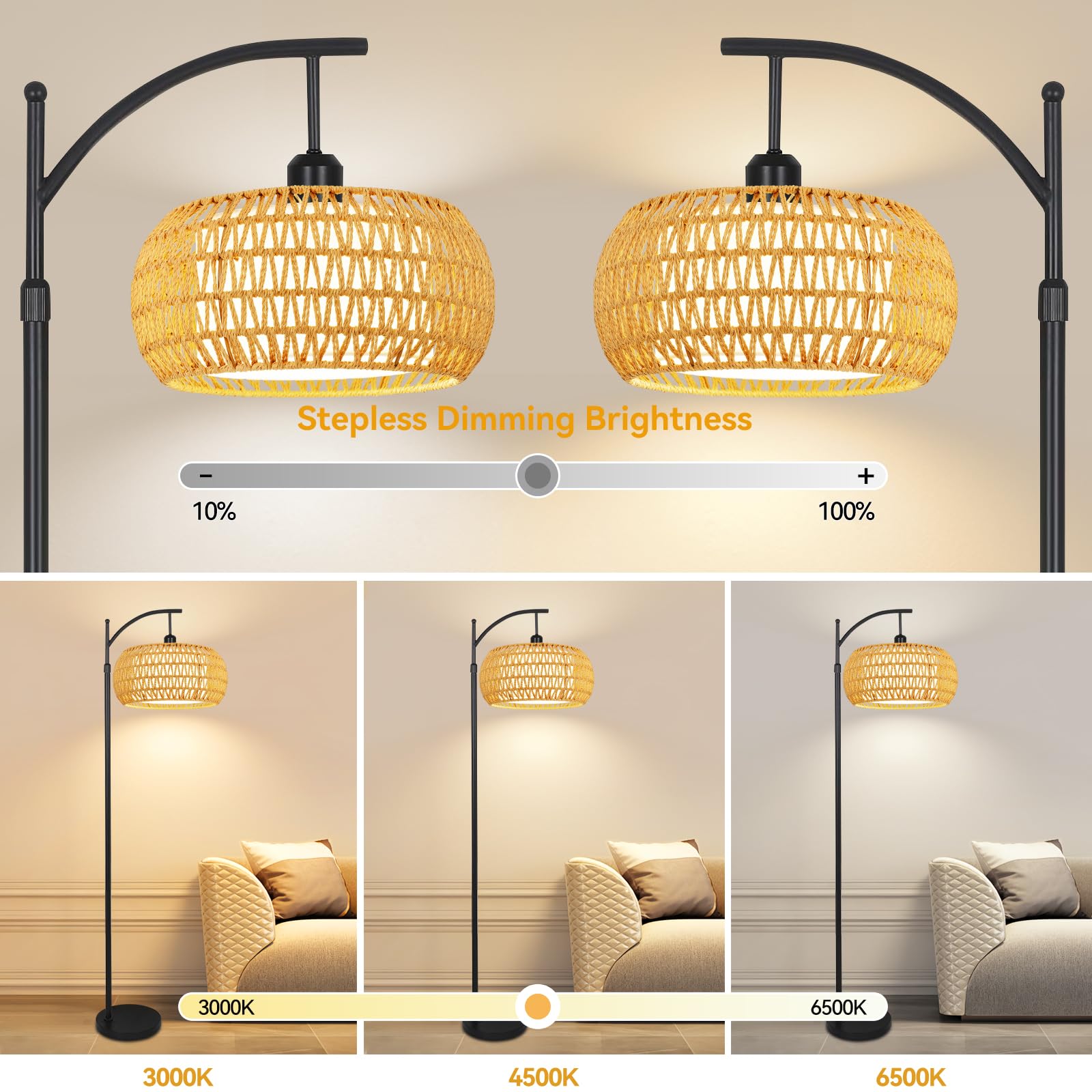 ZECOXOL Arc Floor Lamp remote control boosts convenience for daily use