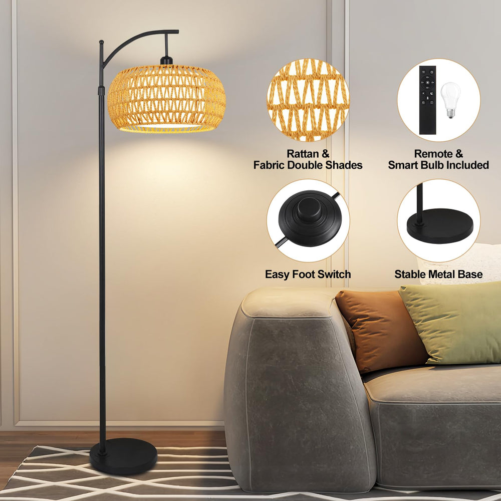 ZECOXOL Arc Floor Lamp with removable shade offers flexible decor options