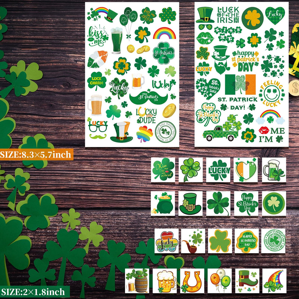 Zeecdatoo realistic glitter clover tattoos for face, arms, or shoulders.