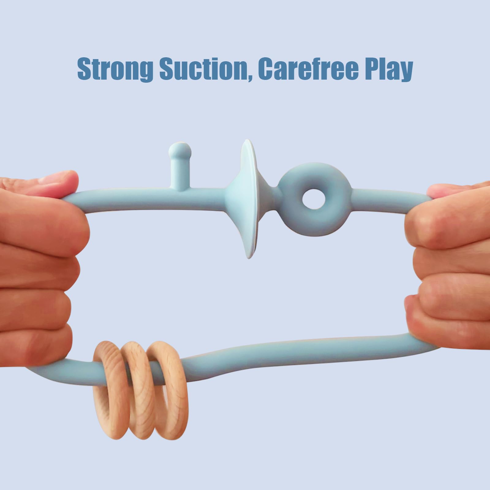 Zeeloopbee Dusty Blue silicone teether for safe baby soothing on the go
