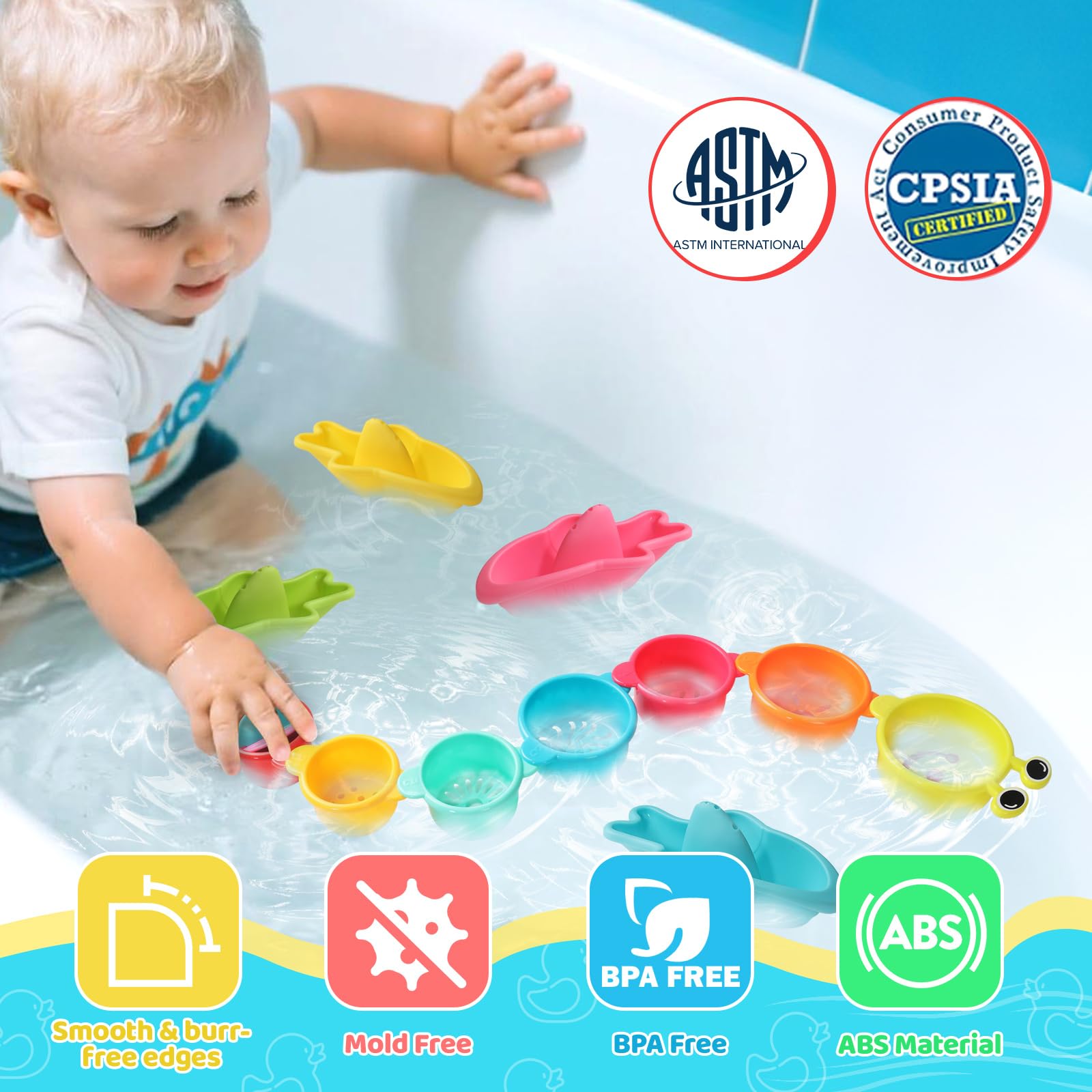 Zeewoo bath boats float softly for engaging tub time play.