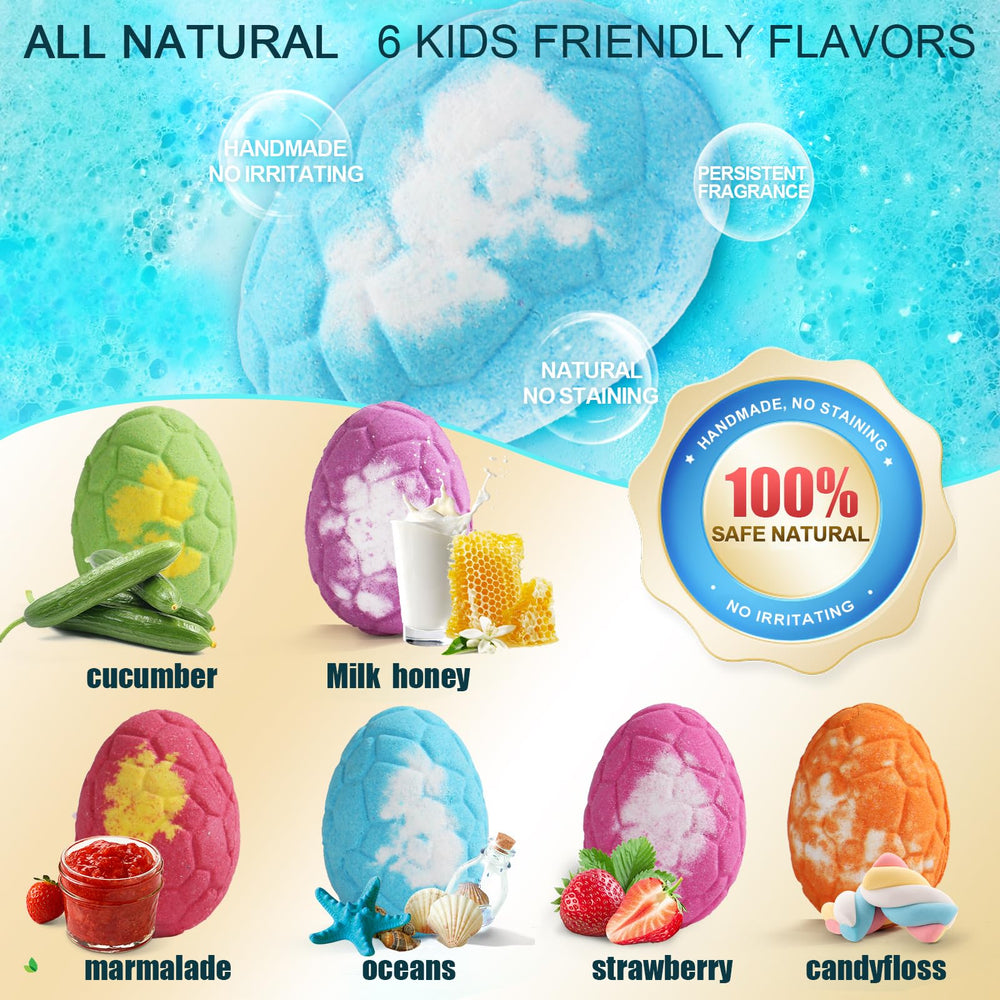 Zeewoo bath bombs with dinosaur inside inspire imagination during bath.