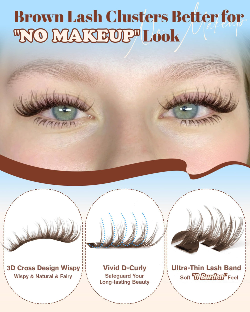 Zegaine brown lash clusters 300pcs for versatile styling options